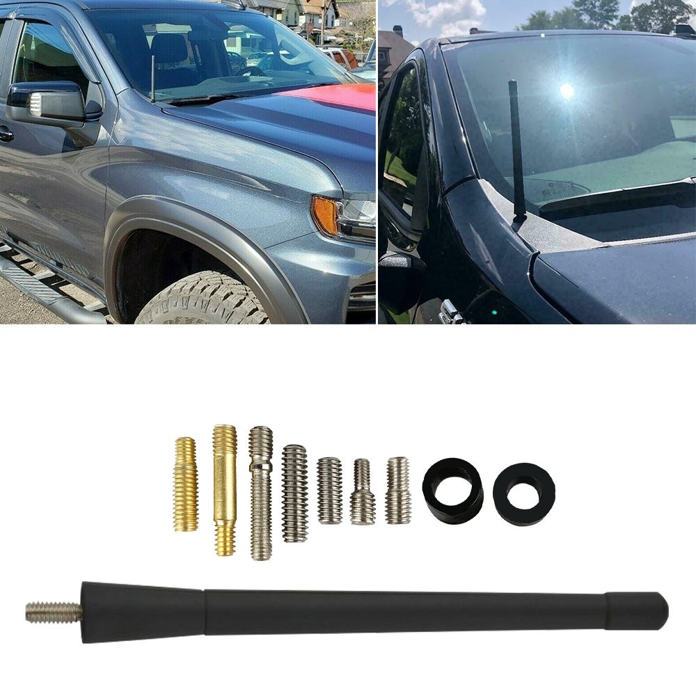 For Chevy Silverado GMC Sierra 7″ Short Car Signal Antenna Radio AM FM Black