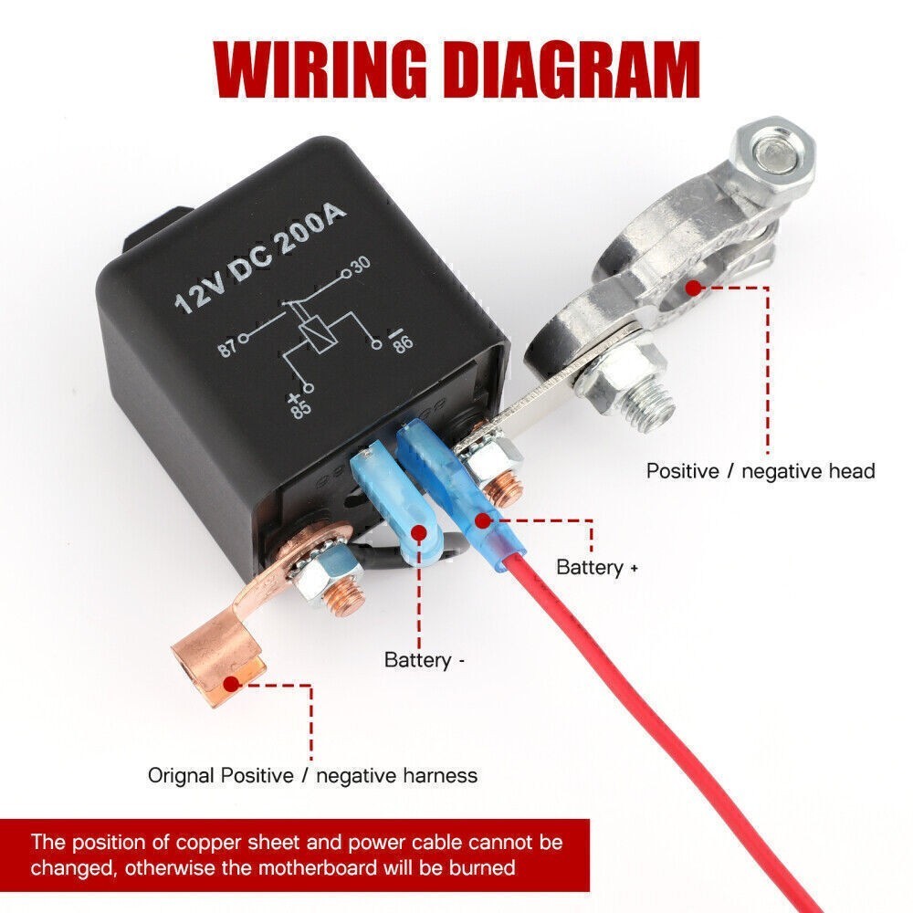 Wireless Dual Remote 12V 200A Car Battery Disconnect Switch Kill Relay Black