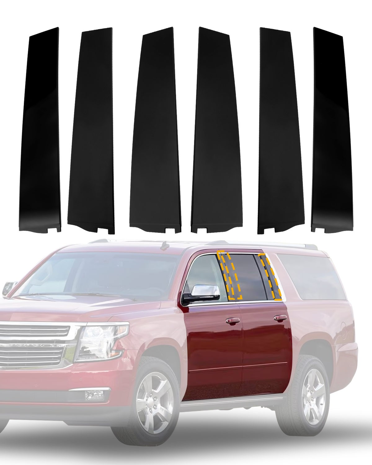 Door Window B/C Pillar Trim Molding Fit 15-18 Chevy Suburban GMC Yukon Cadillac