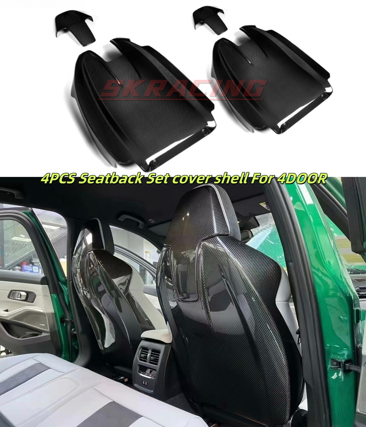 Dry Carbon Fiber Seat Back Shell Cover For BMW M3 M4 M8 F91 F92 F93 G80 G82 G83