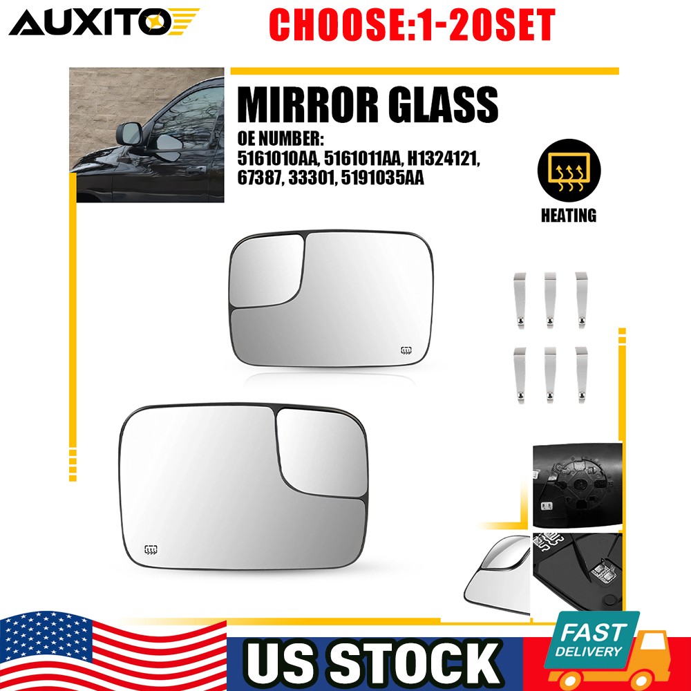 Right Left Side Heated Mirror Glass Fit 2005-2009 Dodge Ram 2500 3500 1500 2-10X