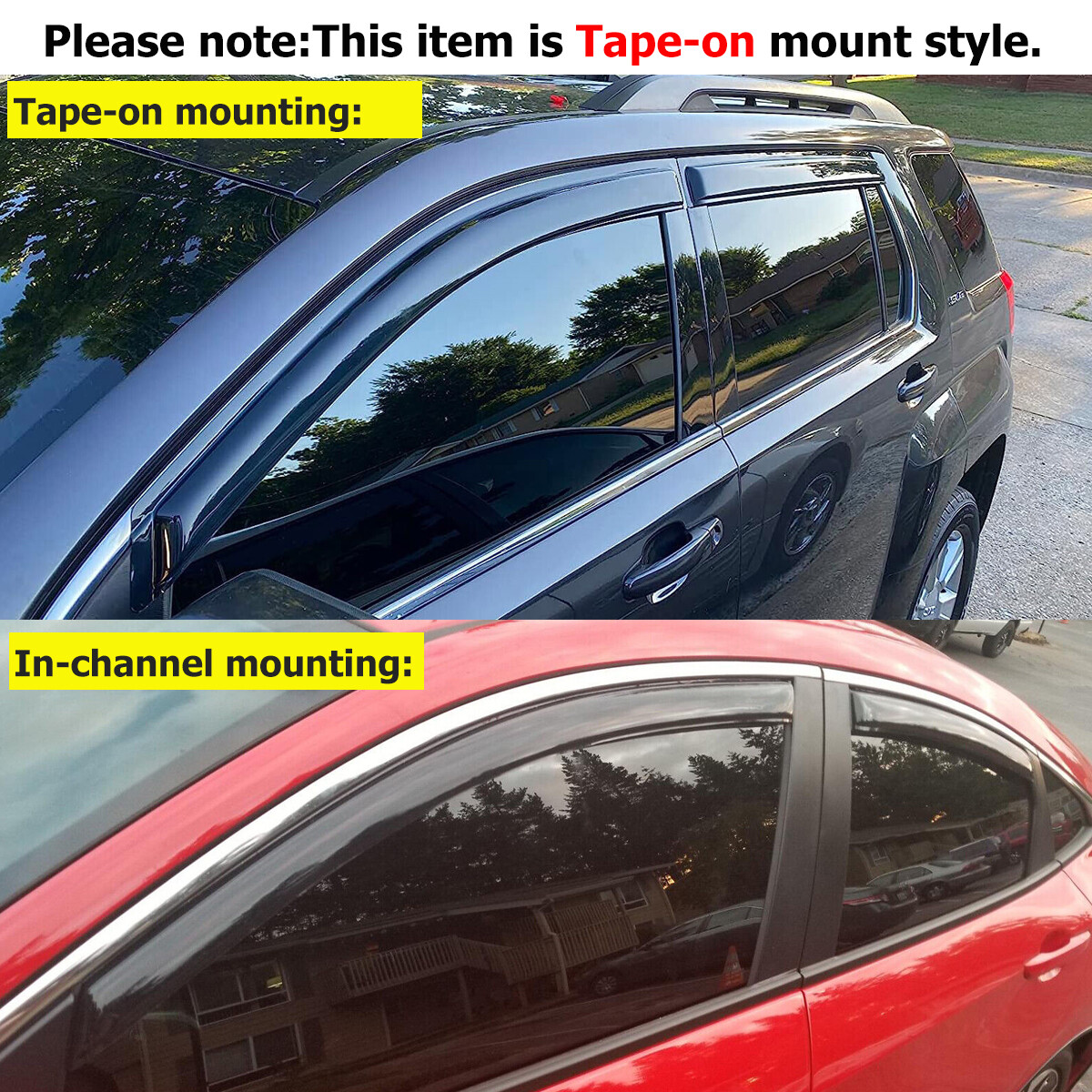 Fits 1995-2005 Chevrolet Cavalier Sedan Tape-on Sun Rain Guard Window Vent Visor
