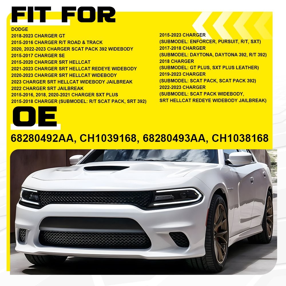 Pair Front Left and Right Side Fog Light Cover Bezel For 2015-2023 Dodge Charger