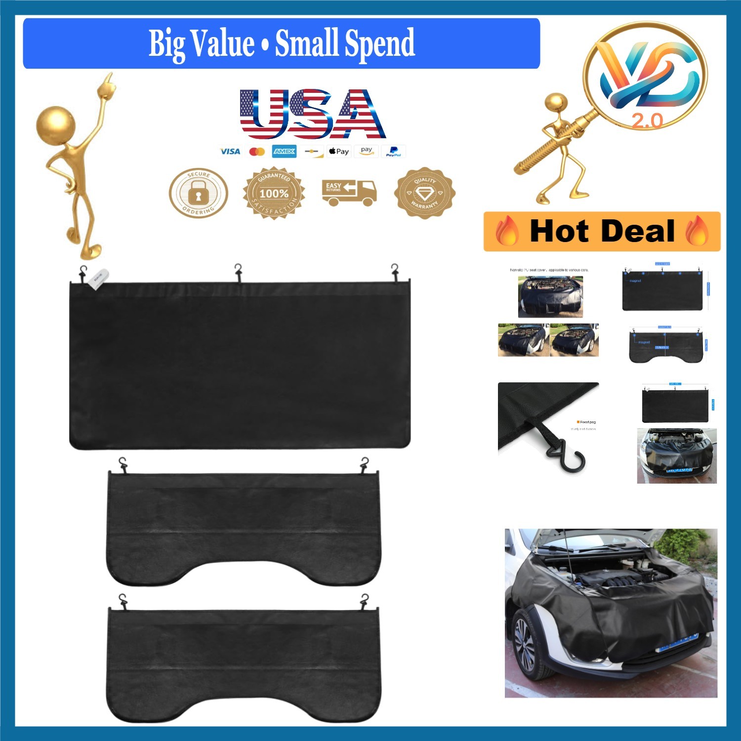 3 Pcs Fender Protectors for Mechanics Microfiber Leather Car Fender Cover Mats