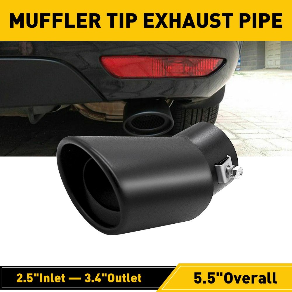 Exhaust Trim Car Pipe Stainless Steel 62mm Muffler Bend Tip Tail Black Thr Part