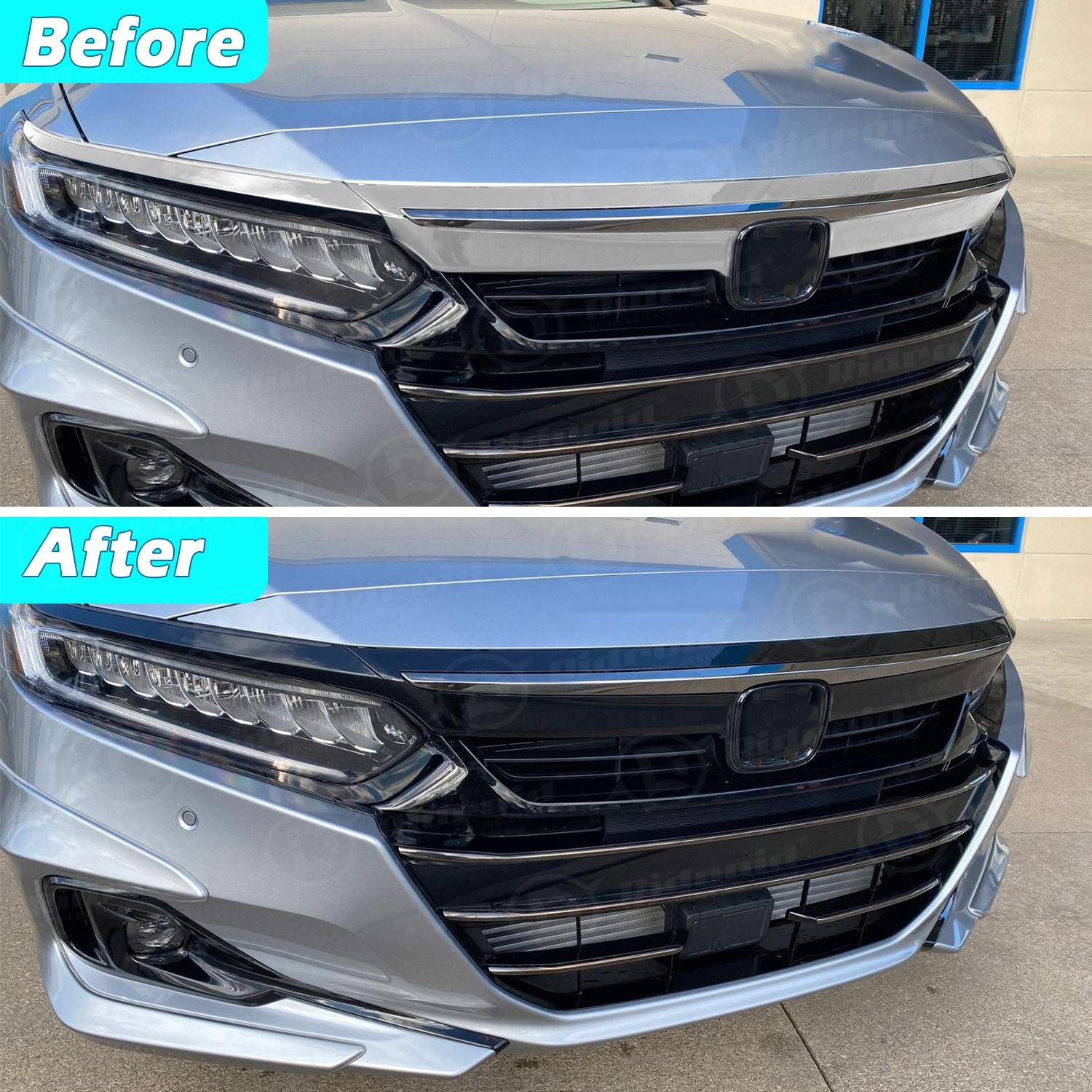 Chrome Delete Blackout Overlay Vinyl Front Grill Trim for Honda Accord 2018-2020