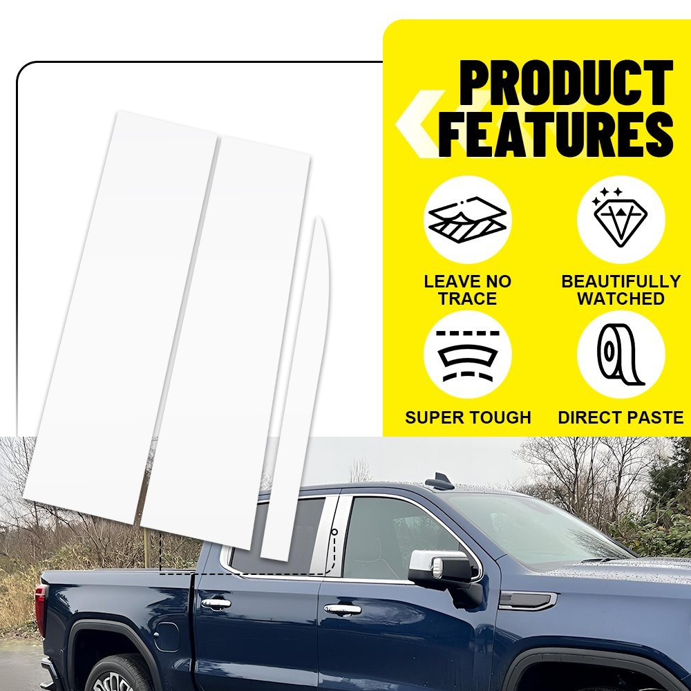 Fit 2019-2024 Chevy Silverado GMC Sierra Stainless Steel Chrome Pillar Post Trim