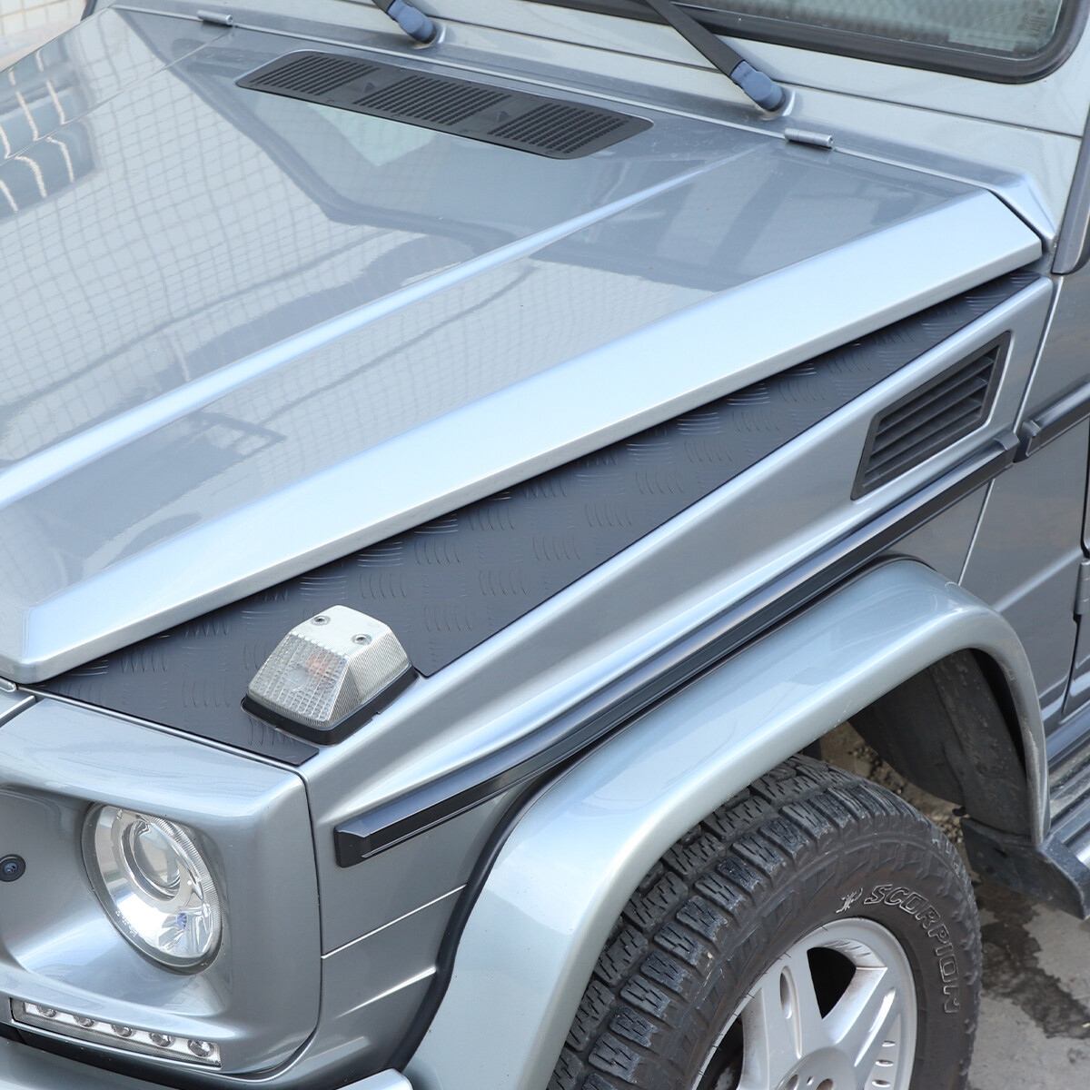 2x Hood Panel Trim Alloy Plate Set Fit for Mercedes G-Class W463 G500 2004-2018