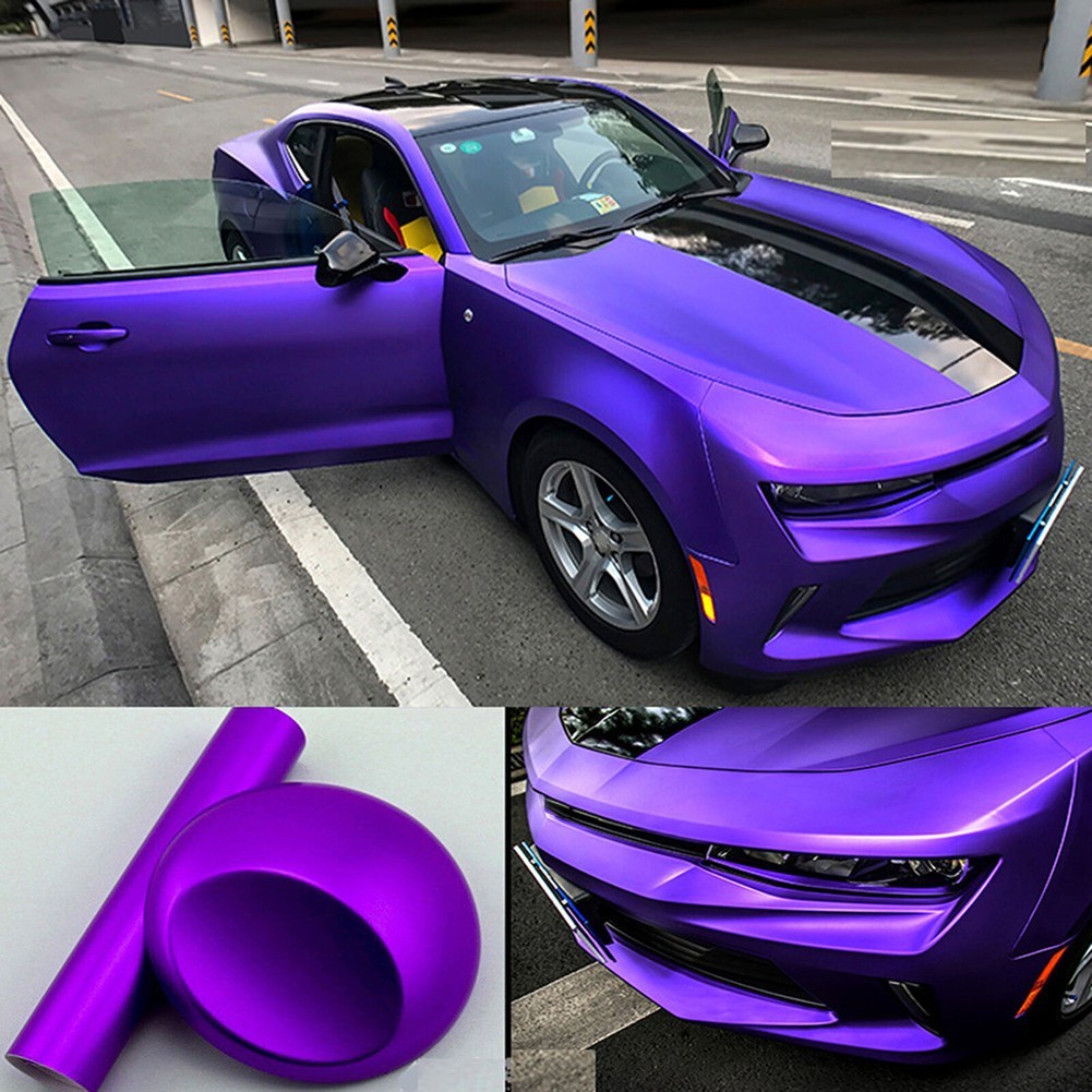 12 X 60 Cool Car Wrap Metallic Satin Matte Chrome Vinyl Sticker Film Purple HD