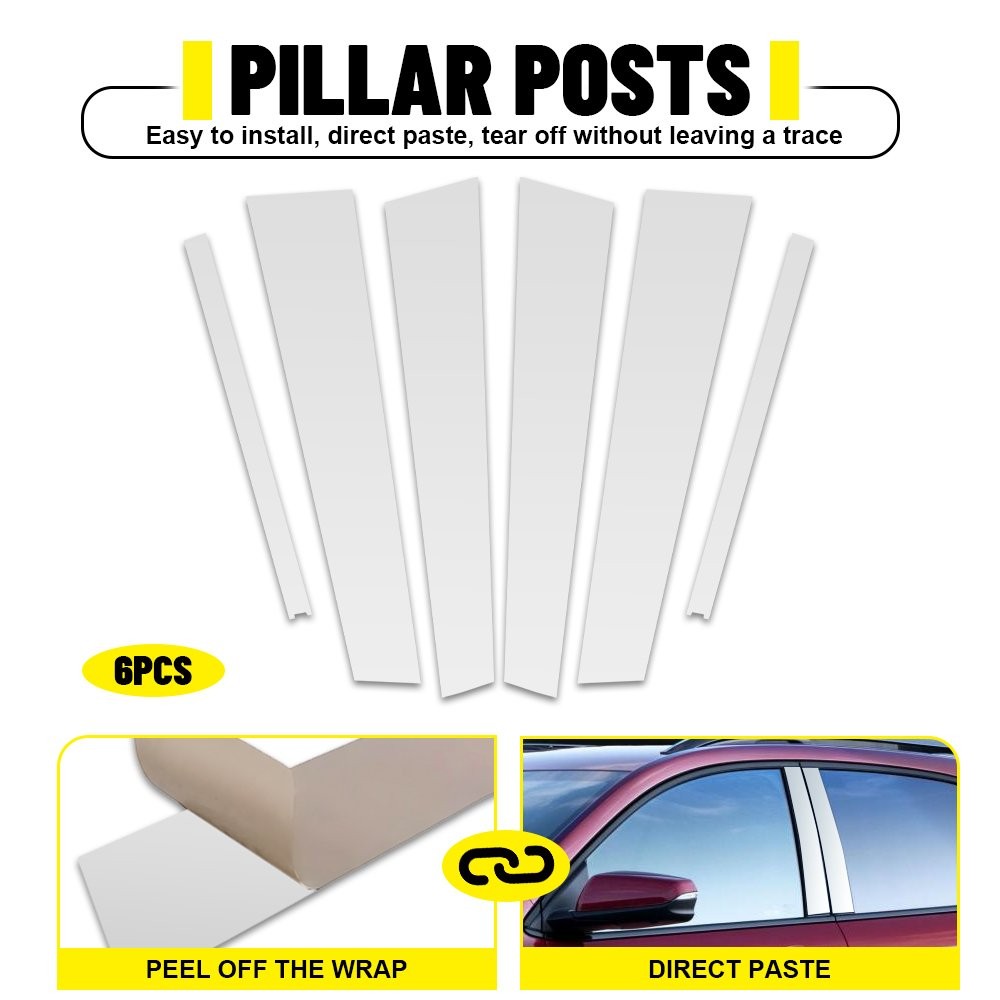 For 2018-21 2022 2023 2024 Chevy Equinox Chrome Glossy Pillar Post Cover Trim 6x