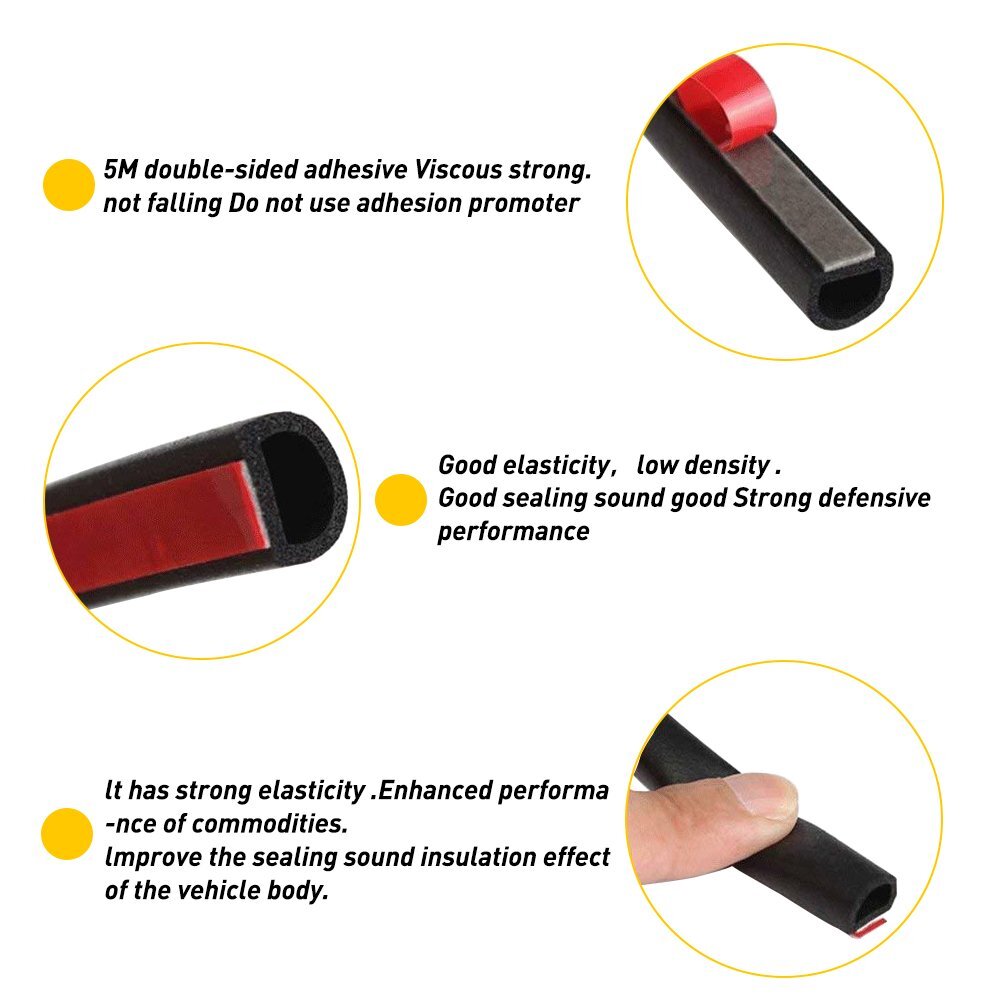 Universal Weatherstrip Small D-shape Car Door Rubber Weather Seal Hollow Strip