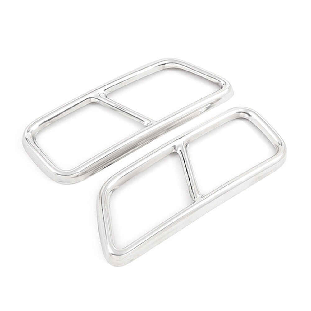 Siver Steel Rear Exhaust Muffler Tail Pipe Cover Trim For Cadillac XT5 2016-2020