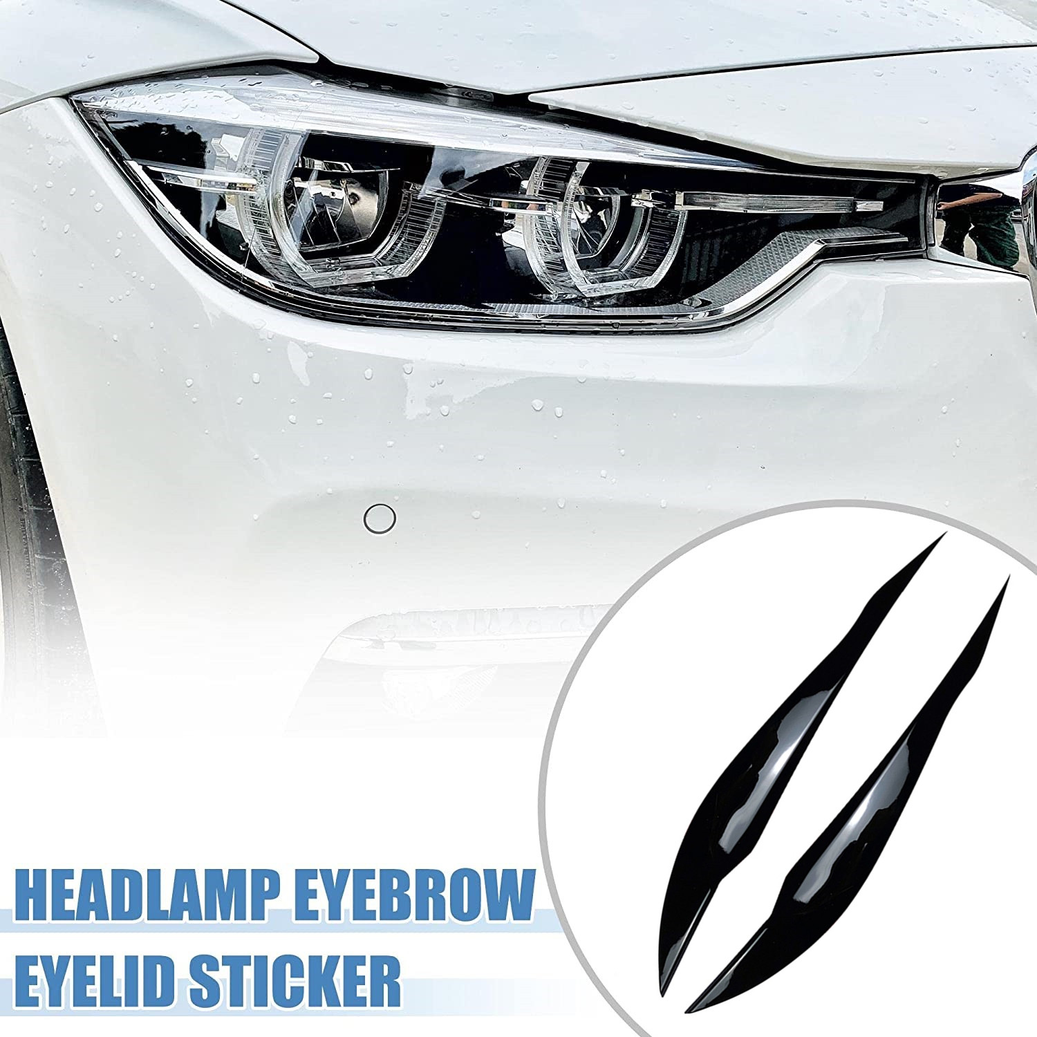 For BMW 3Series F30 F31 2012-18 Car Headlight Eye Lid Eyebrow Cover Glossy Black