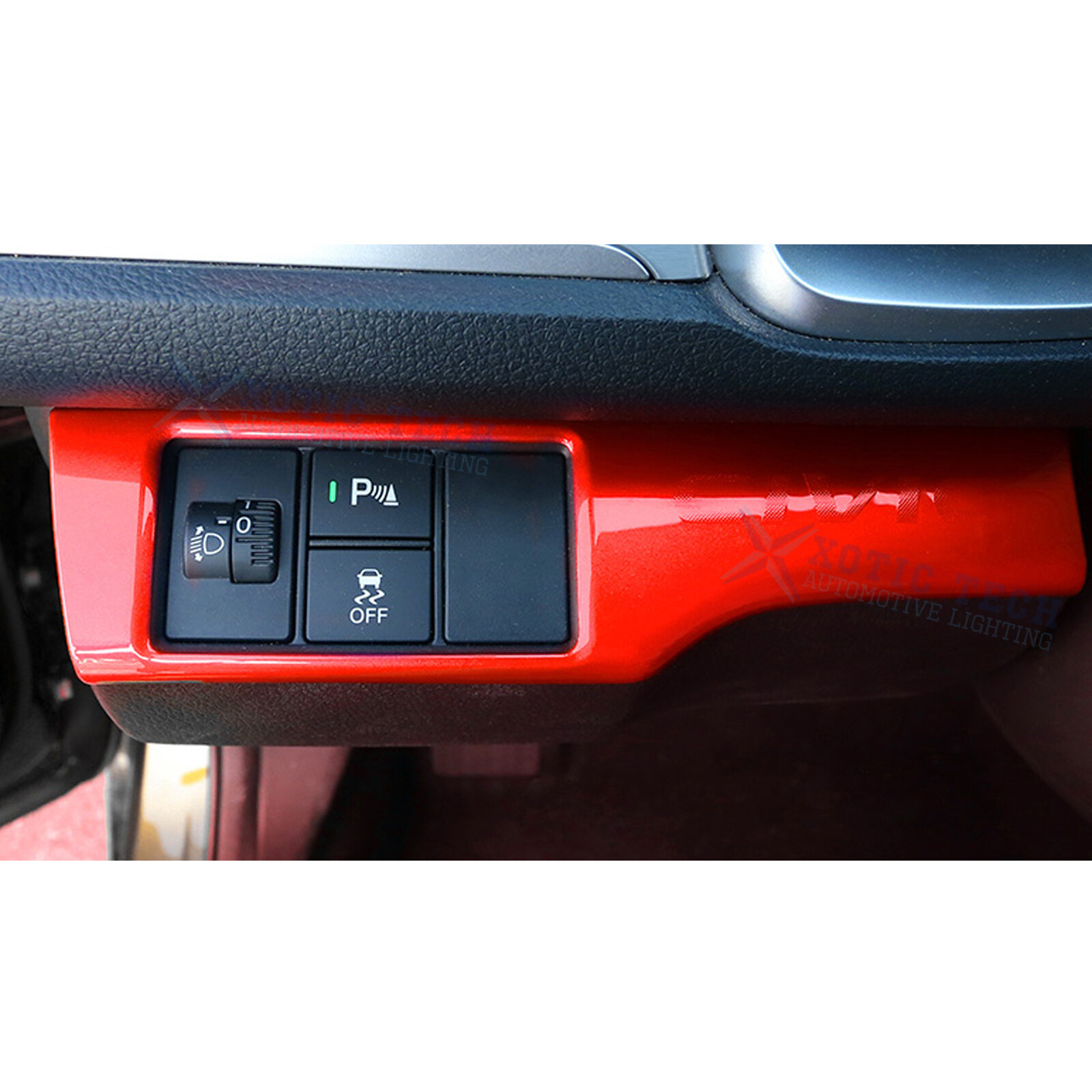 1X Red Racing Headlight Switch Button Cover Trim For Honda Civic 10th 2016-2021