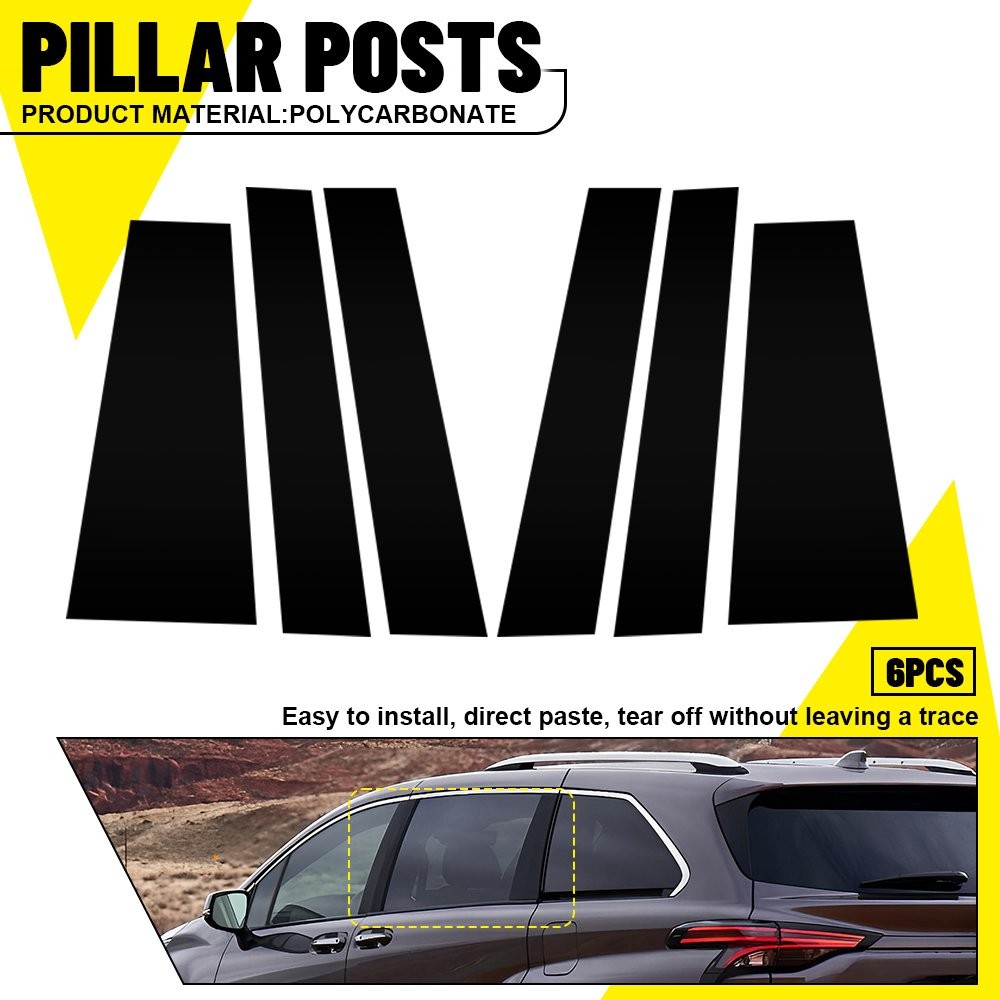 Fit for 2021-2024 Toyota Sienna Glossy black Pillar Post Door Window Cover Trim