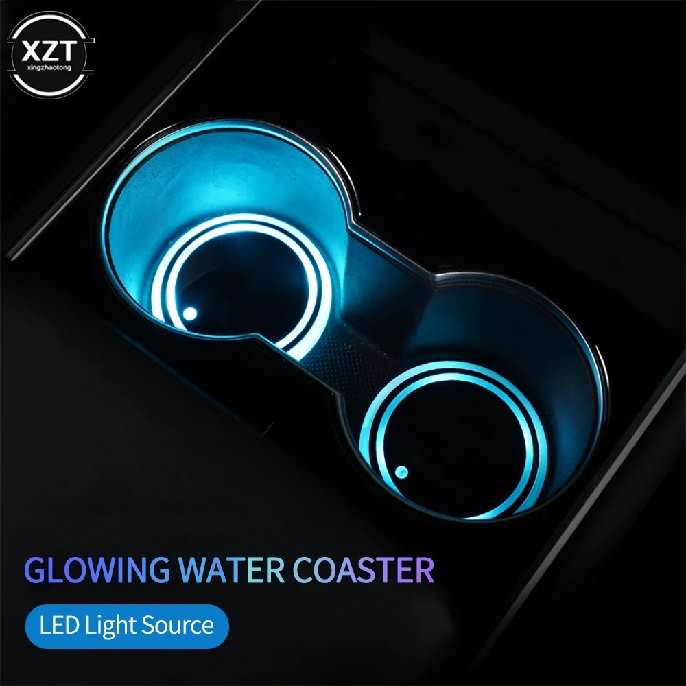 Cup Pad Car Accessories LED Lights Cover Interior Decoration Lamp 7 Colors