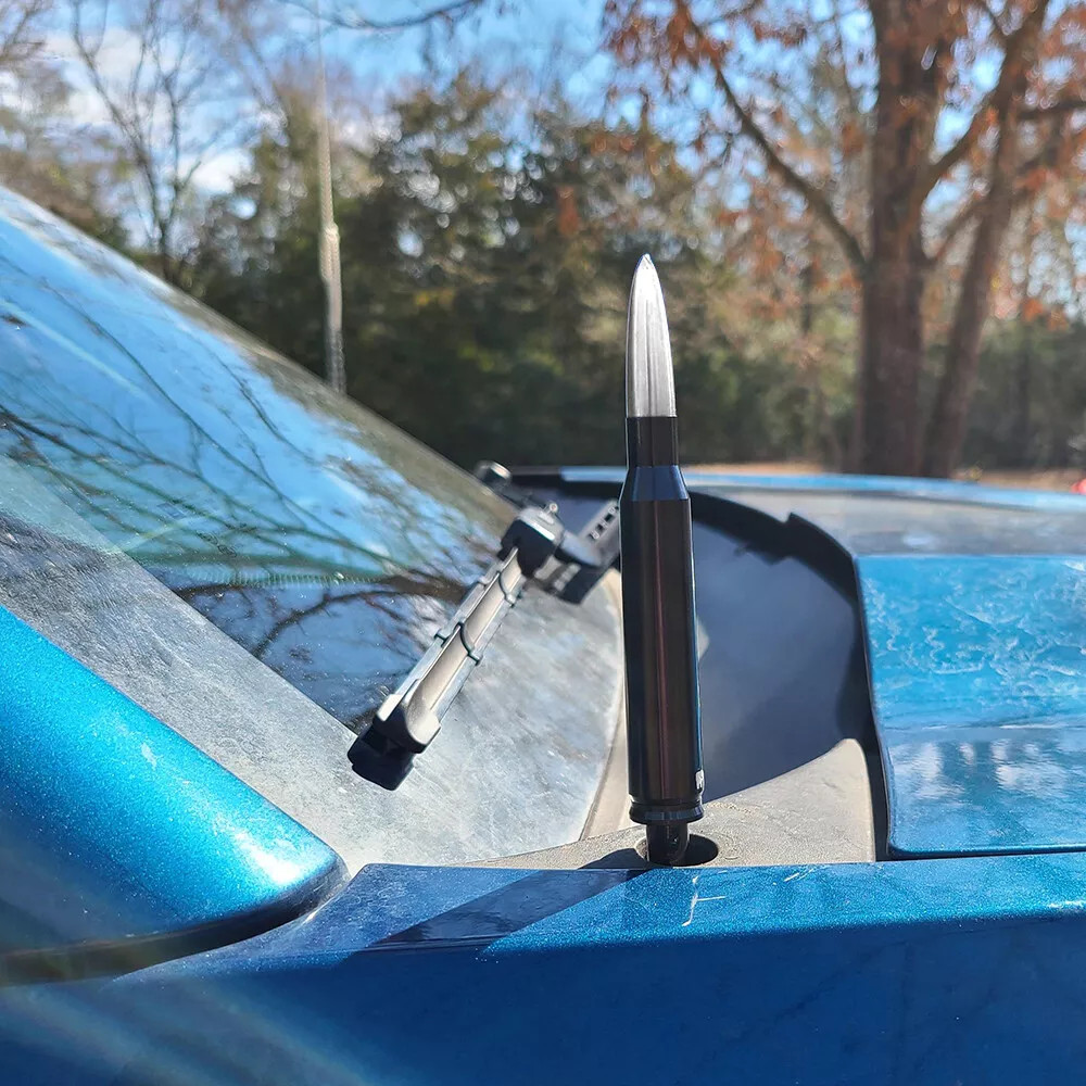 CAR BULLET ANTENNA 50 CAL SHORT BLACK for Ford-150 Ford F-250 F-350 Super Duty