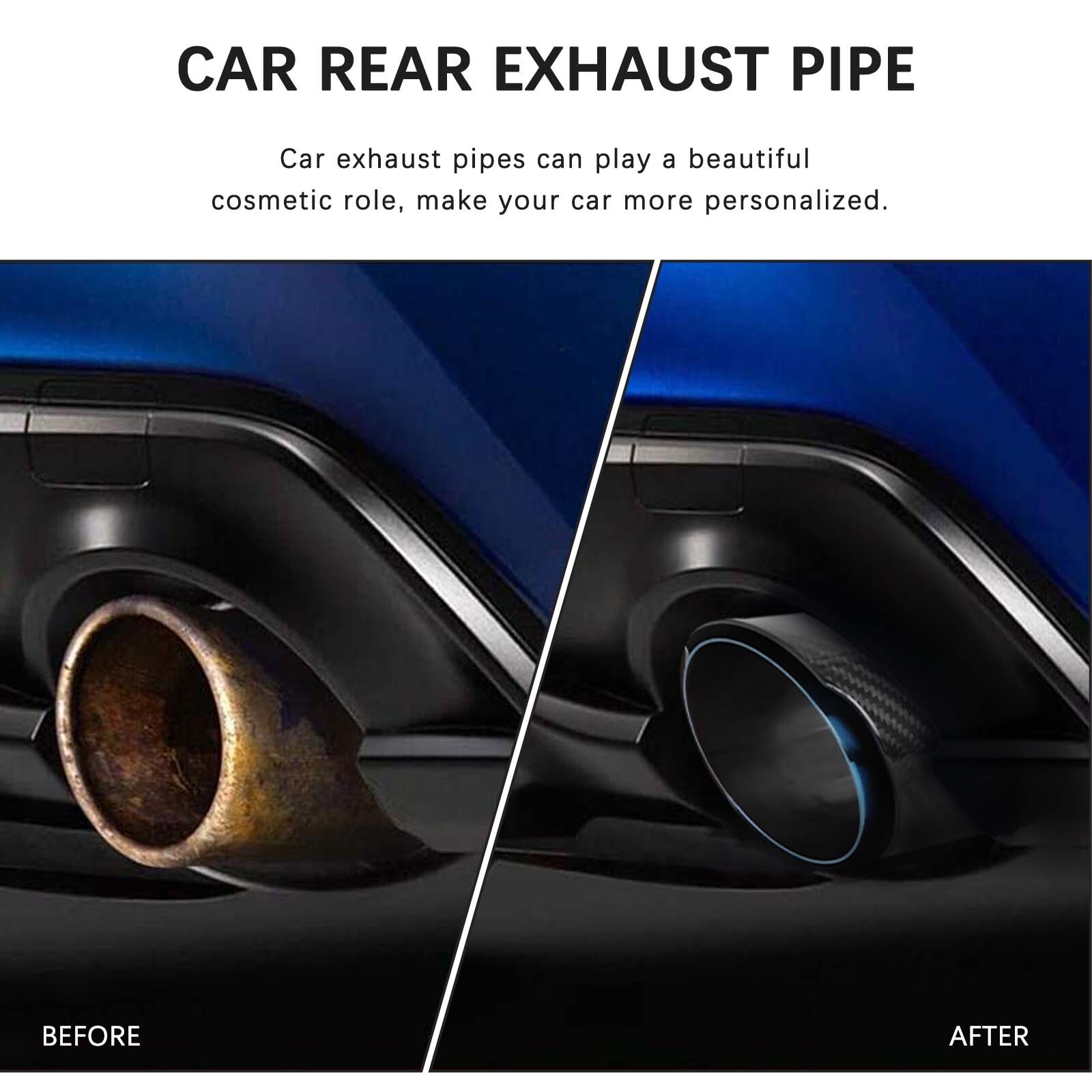 Real Carbon Fiber Exhaust Tip 2.5″In 3.5″ Out Stainless Steel For Toyota Corolla