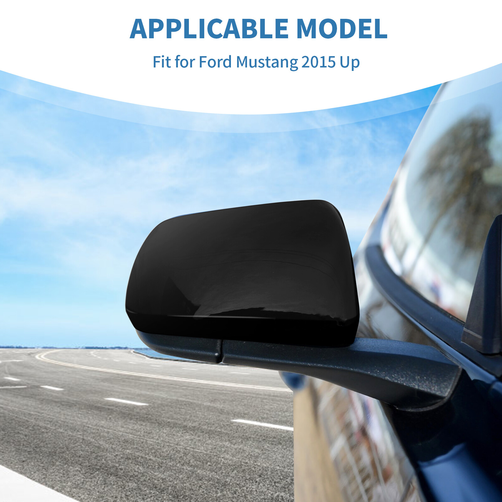 For 2015 2016 2017 2018-2022 Ford Mustang Black Rearview Side Mirror Cover Caps