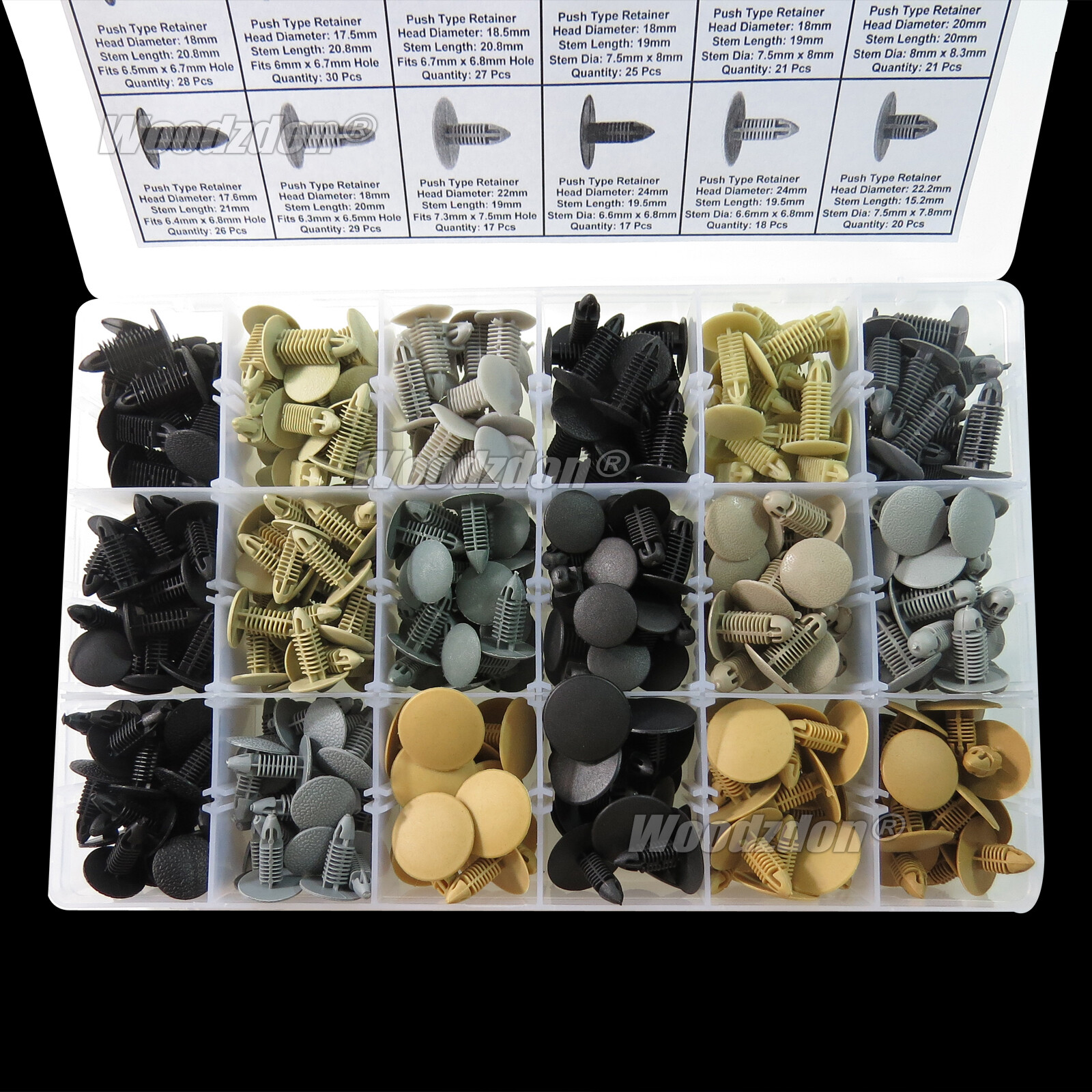 389 Automotive Clip Push Type Retainer Assortment Kit Universal Plastic Fastener