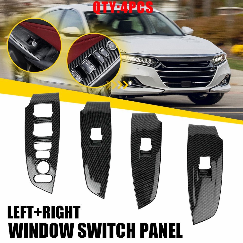 For Honda Accord 18-22 Left Right Carbon Fiber Window Switch Panel Covers 4-40X