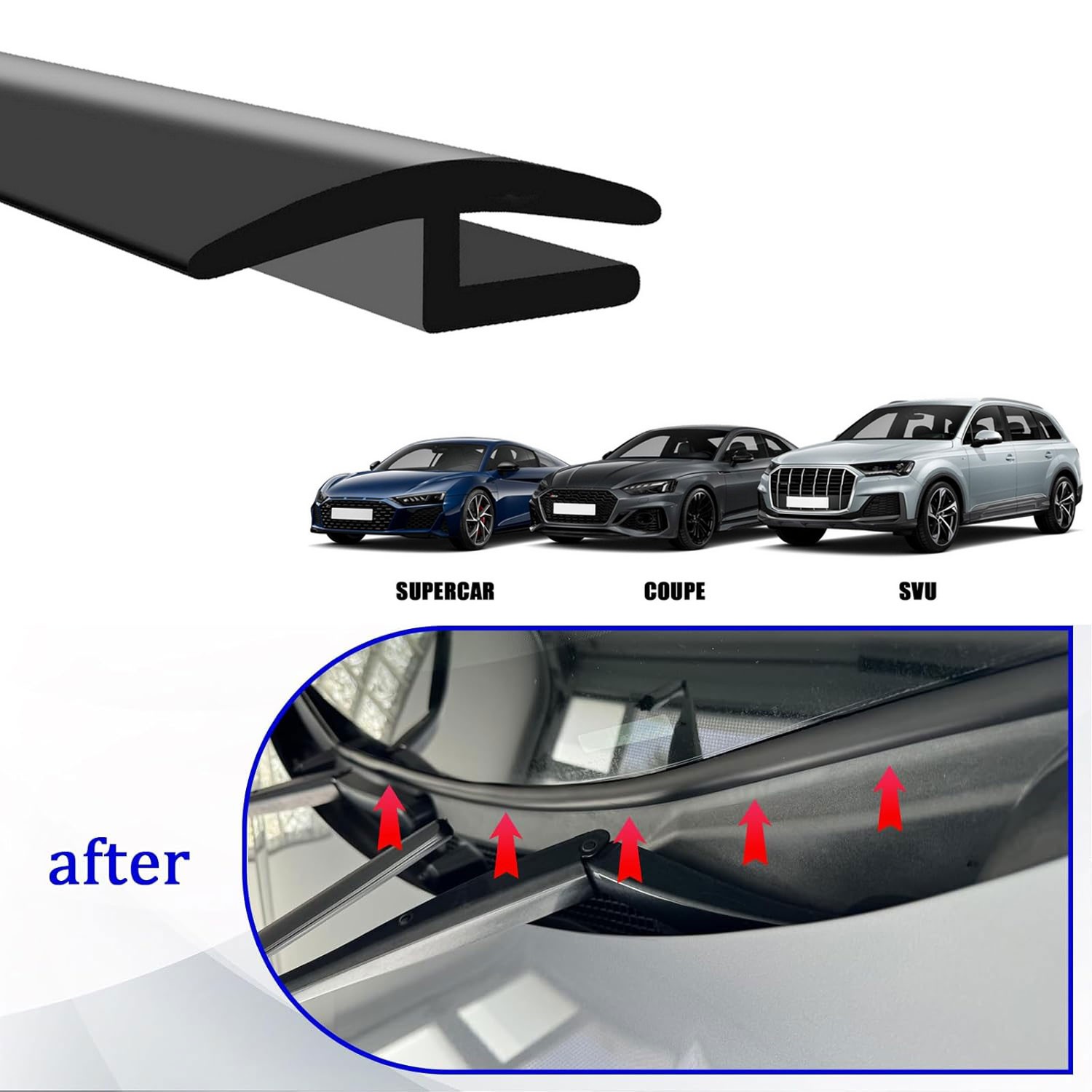 Universal for Scion Car Front Windshield Cowl Seal Strip H-Shape Self Adhesive