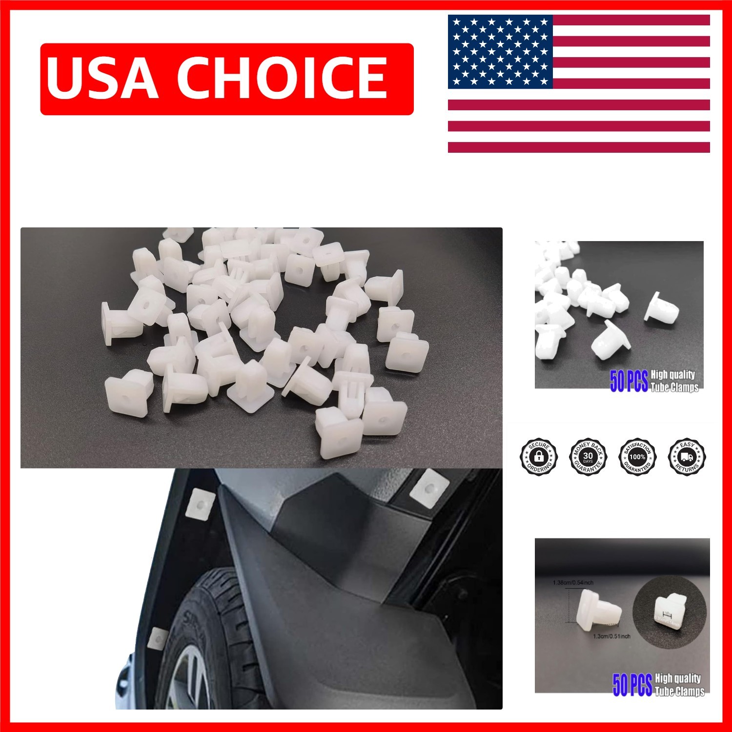 Versatile 50PCS Car Trim Panel Fasteners – Durable White Nylon Clips