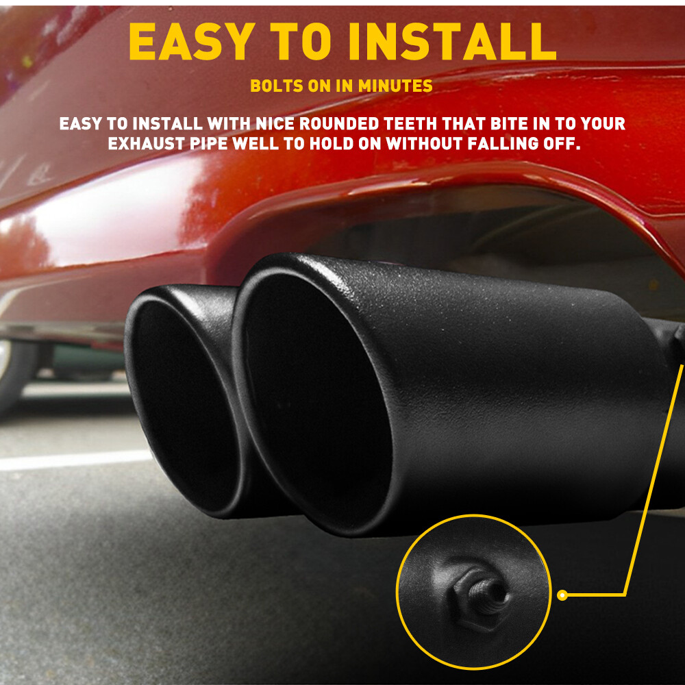 Black Dual Outlet Exhaust Tip Tail Muffler Tip For 1.4″-2.5″ Stainless Steel Kit