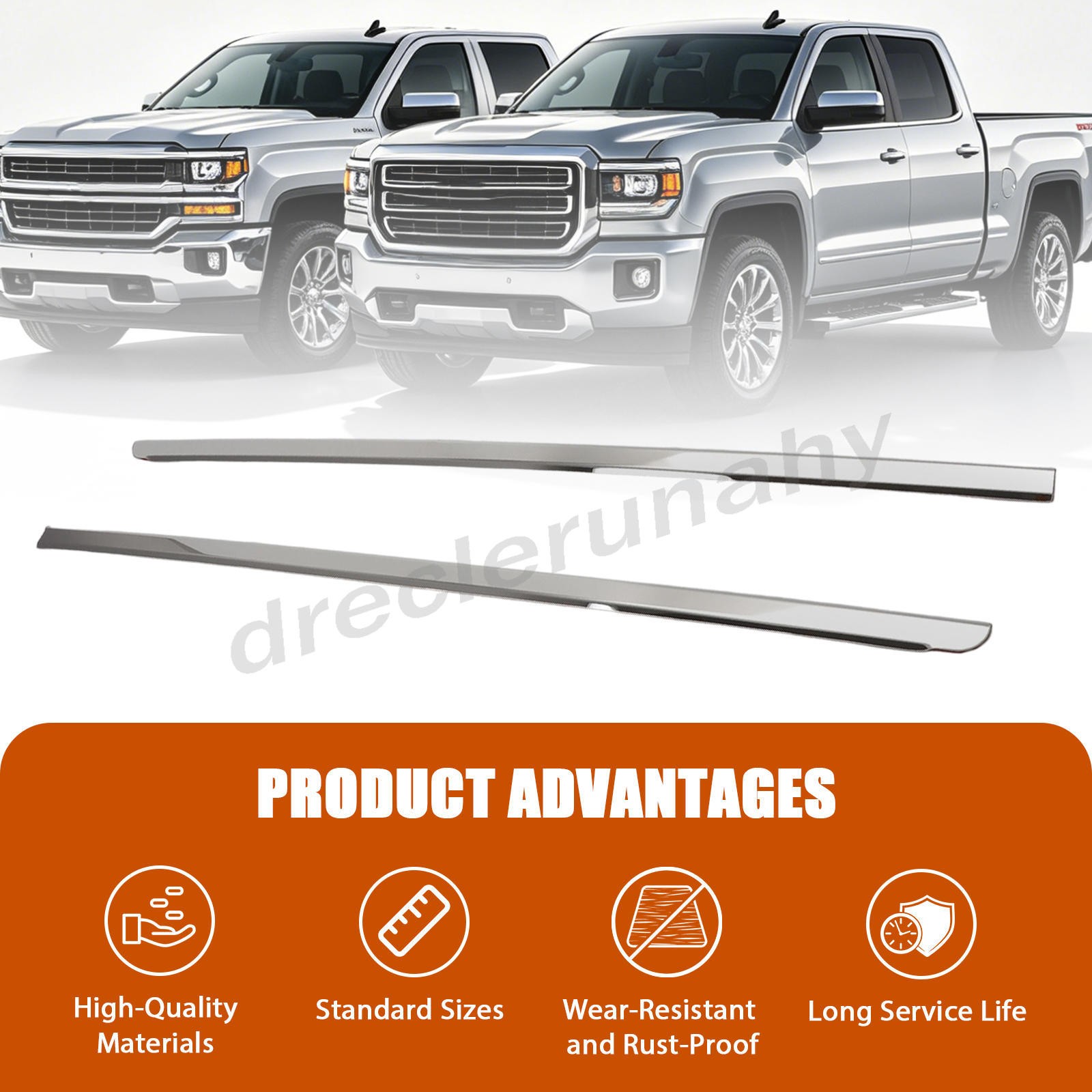 For 2014-2018 Chevy/GMC Silverado/Sierra Regular Cab 2X Window Sill Trim Molding