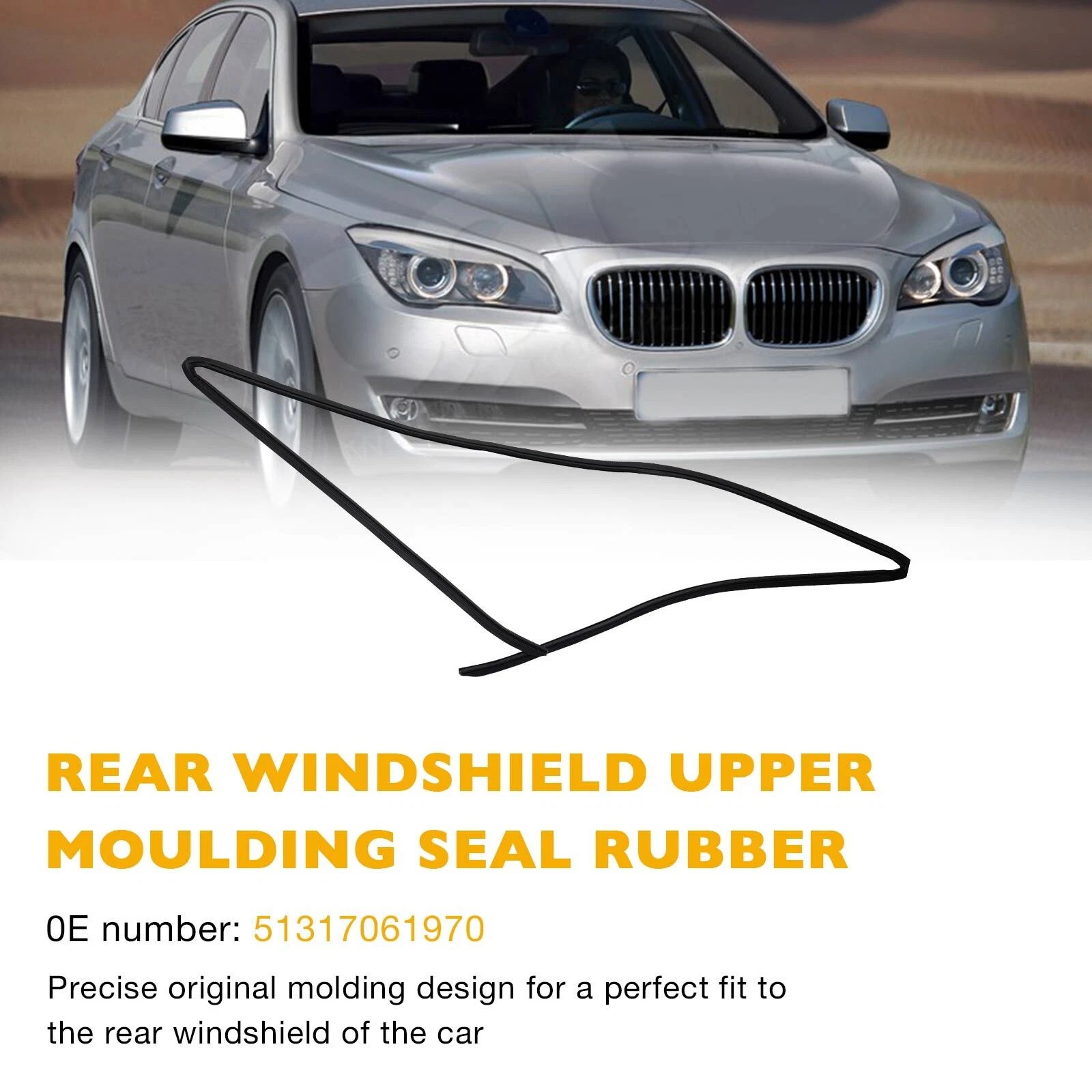 Rear Windshield Upper Moulding Trim Seal Fit 2004-2010 BMW 5 Series 51317027916