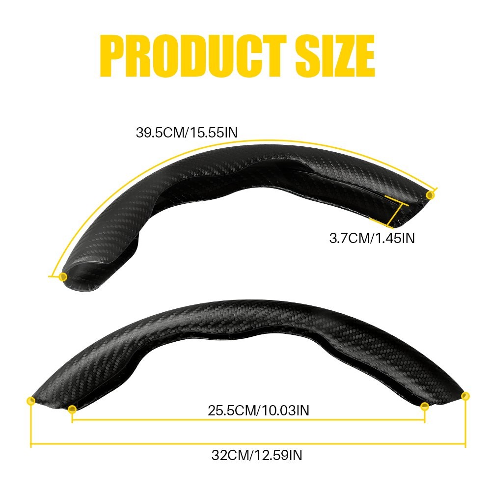 Cars Black Carbon Fiber Universal Steering Wheel Booster Cover NonSlip Accessory