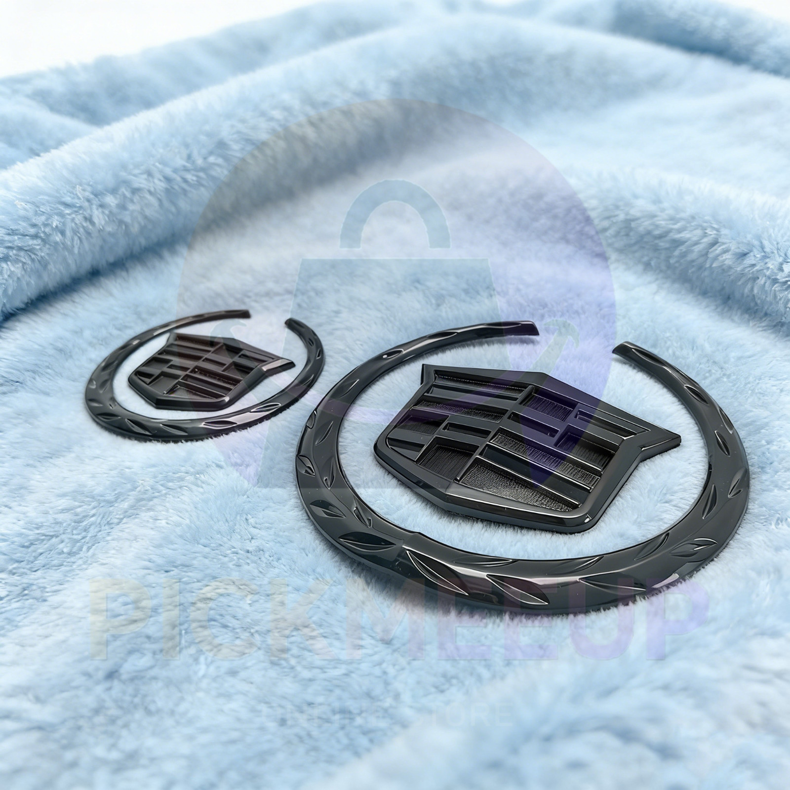 NEW For Escalade Front Grille & Rear Lid Emblem Badge Black Symbol Ornament 2PCS