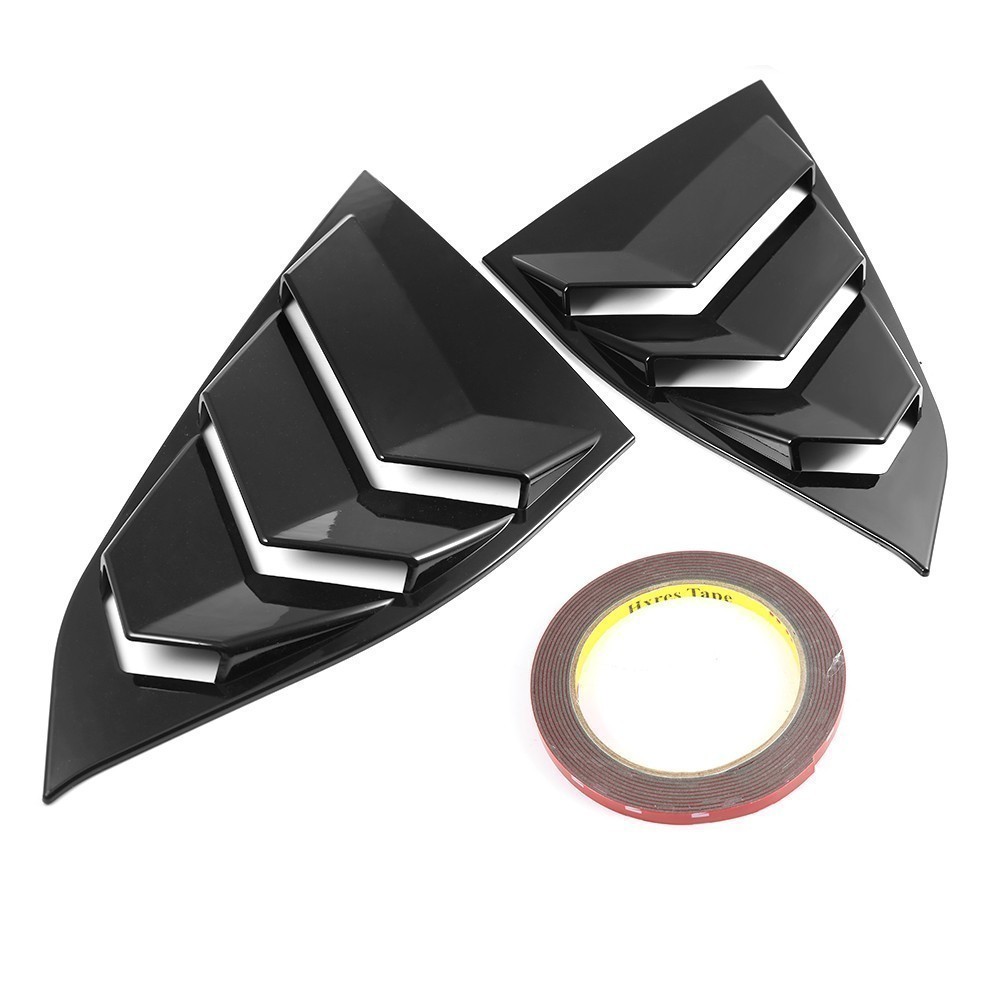 Fits 2018-2022 Honda Accord Rear Quarter Side Window Louvers Scoops Glossy Black