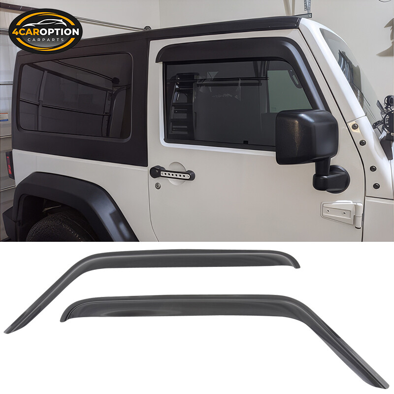 Fits 07-18 Jeep Wrangler 2DR Window Visors Rain Sun Guard Vent 2Pc Set