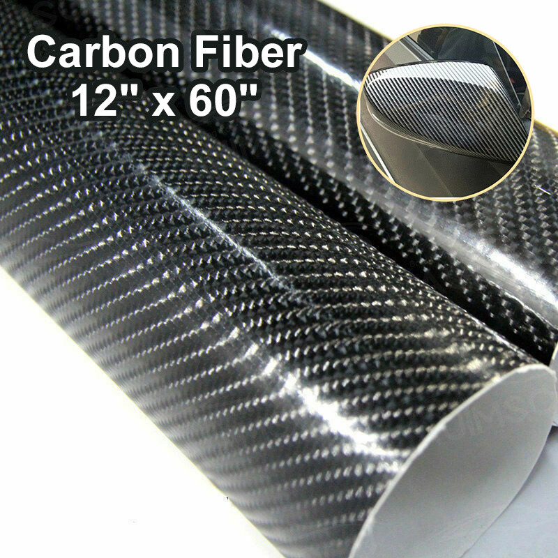 30*152cm 7D Premium Hi Gloss Black Carbon Fiber Vinyl Wrap Bubble Free Releas