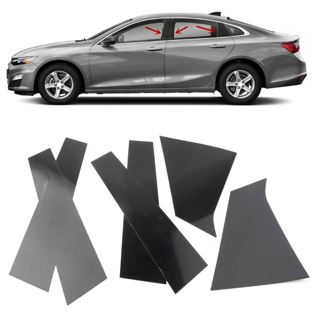 L+R Door Trim Pillar Posts Black Piano Cover For Chevrolet Malibu 2016-2023