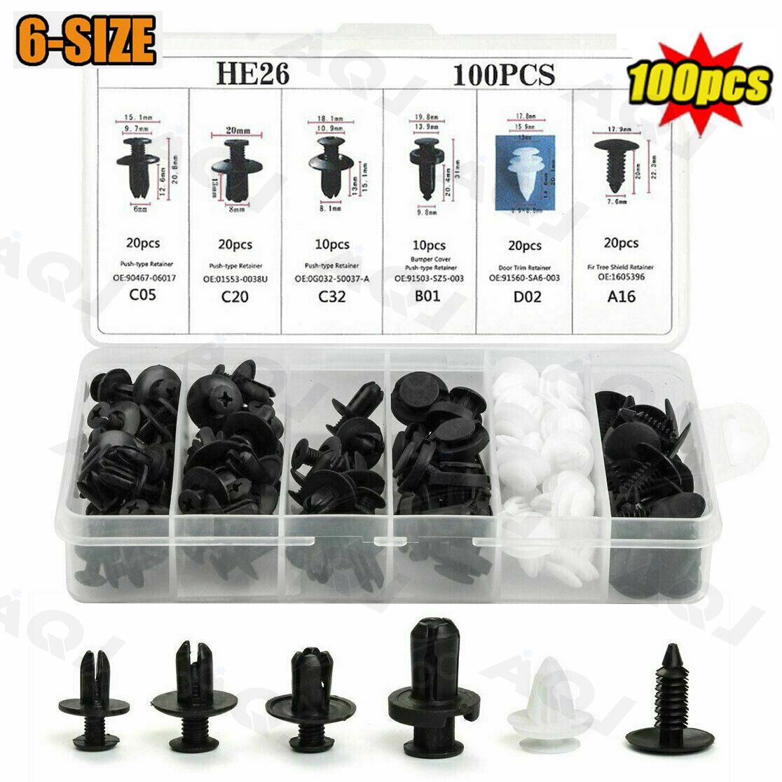 Bumper Push Pin Body Parts Rivet Molding Retainer Trim Assortments Kit