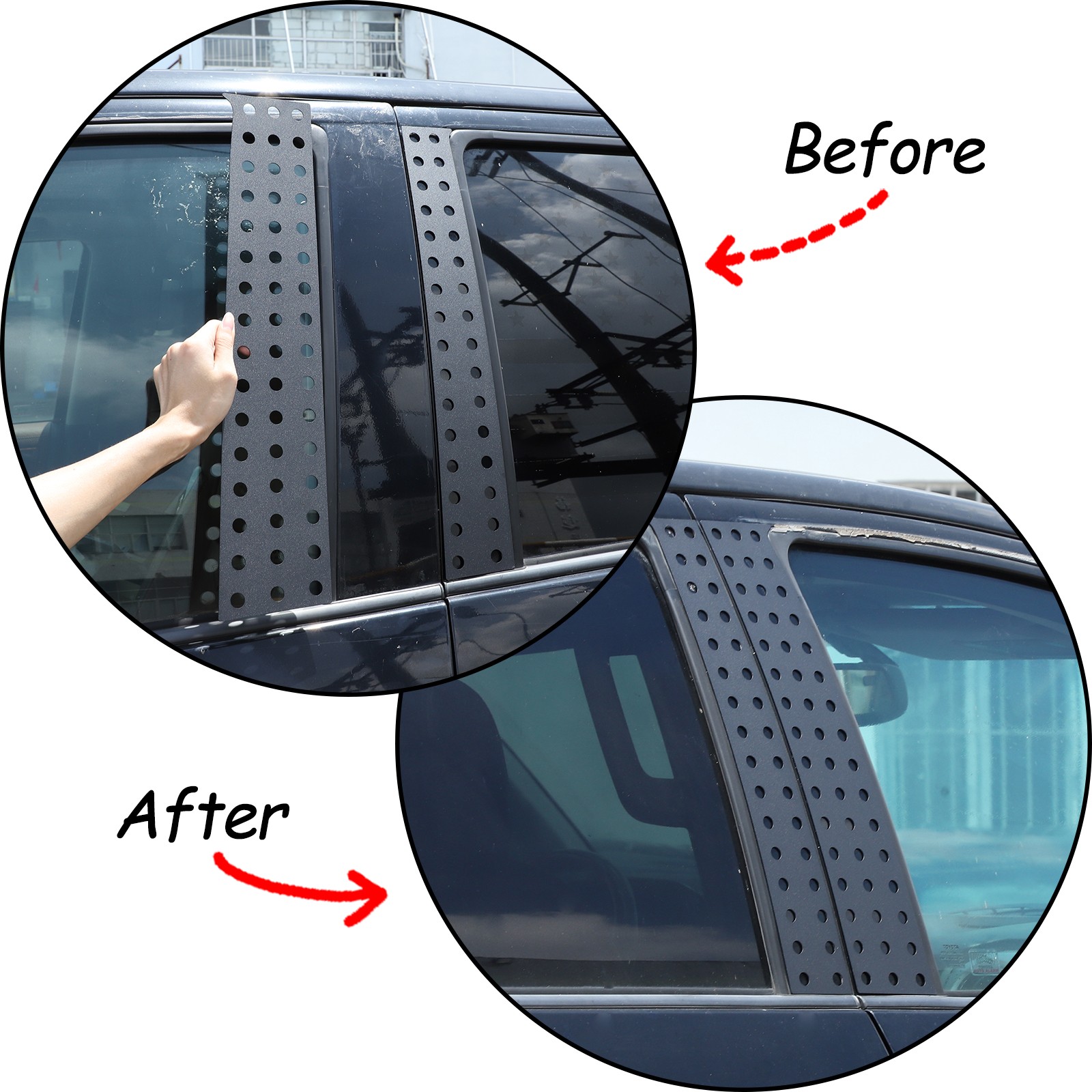 Aluminum Alloy Window Center Pillar Trim Panel Cover For Toyota FJ Cruiser 07-21