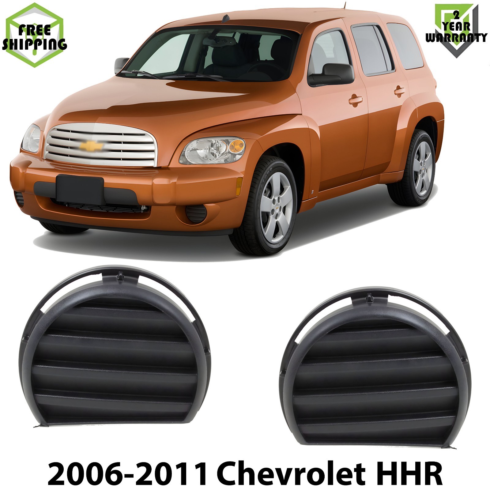 Front Fog Lights Cover Textured Left & Right Side For 2006-2011 Chevrolet HHR