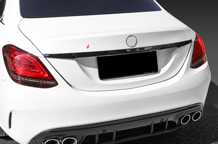 For 2015-2021 Benz C-Class W205 Chrome Black Rear Tailgate Trunk Lid Cover Trim