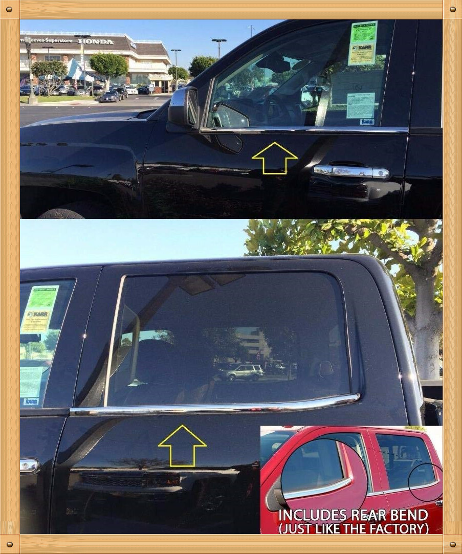 Stainless Steel Window Sill+ABS Plastic Tailgate Cover For 2014-2018 Silverado