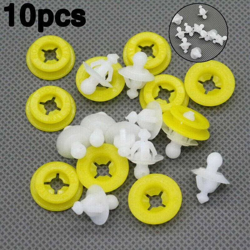 10PCS White+Yellow Fender Liner Retainer Clips Fasteners For Volvo C30 2008-2013