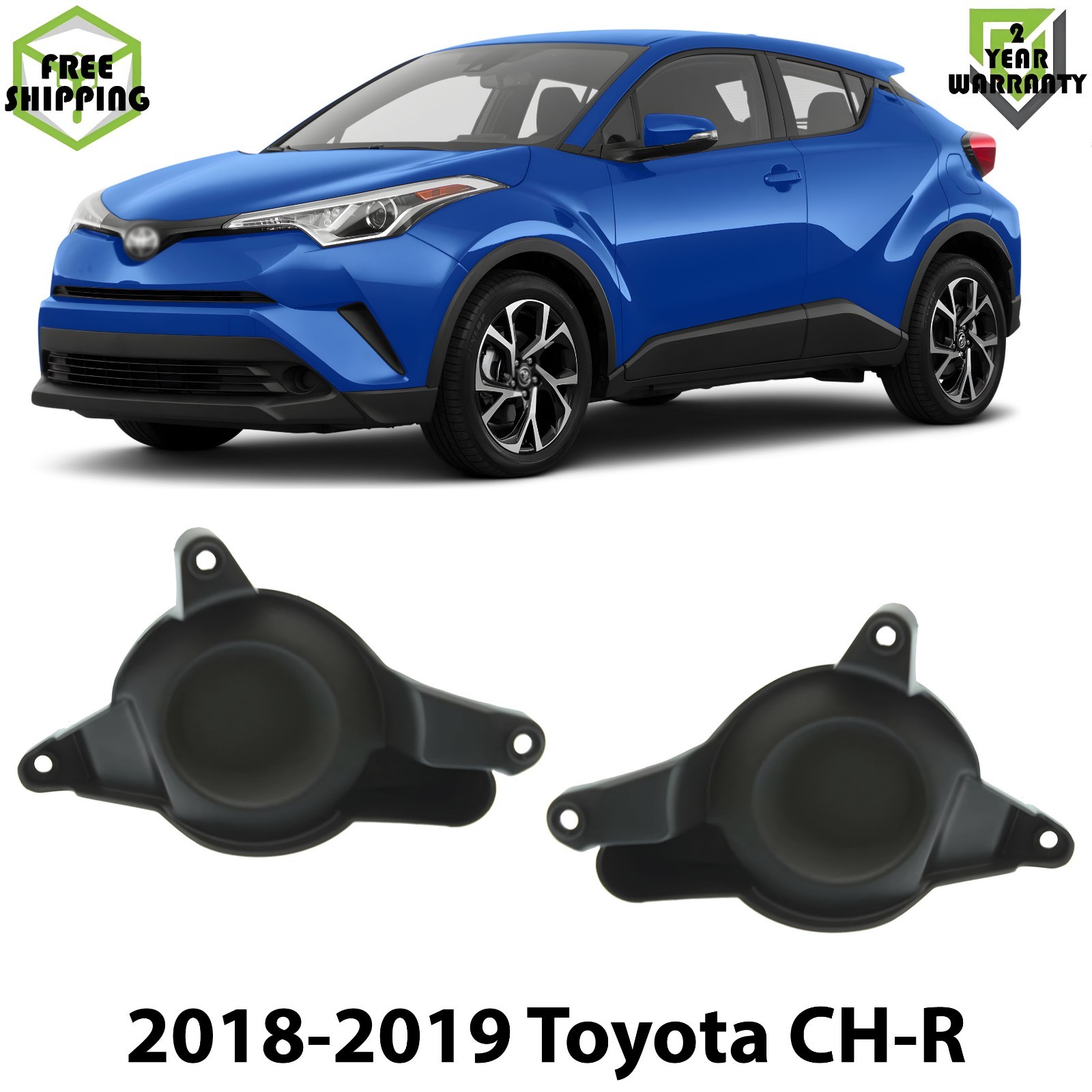 Front Fog Lights Cover Textured Left & Right Side For 2018-2019 Toyota CH-R