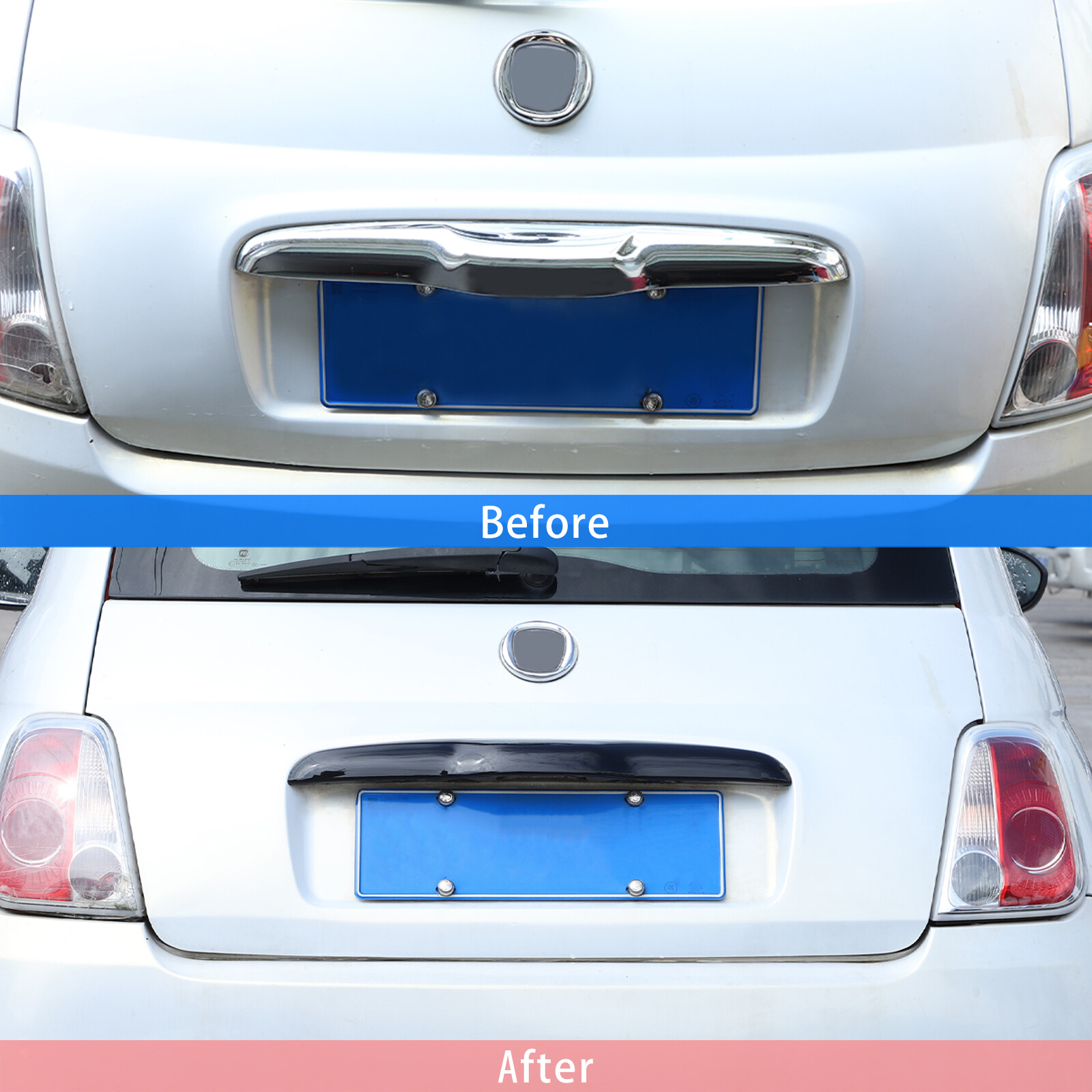 Glossy Black ABS Tailgate Trunk Handle Cover Trim For FIAT 500 2011-23