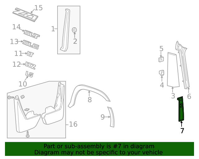 Genuine GM Driver Side Back Body Opening Side Lower Gutter 84273588
