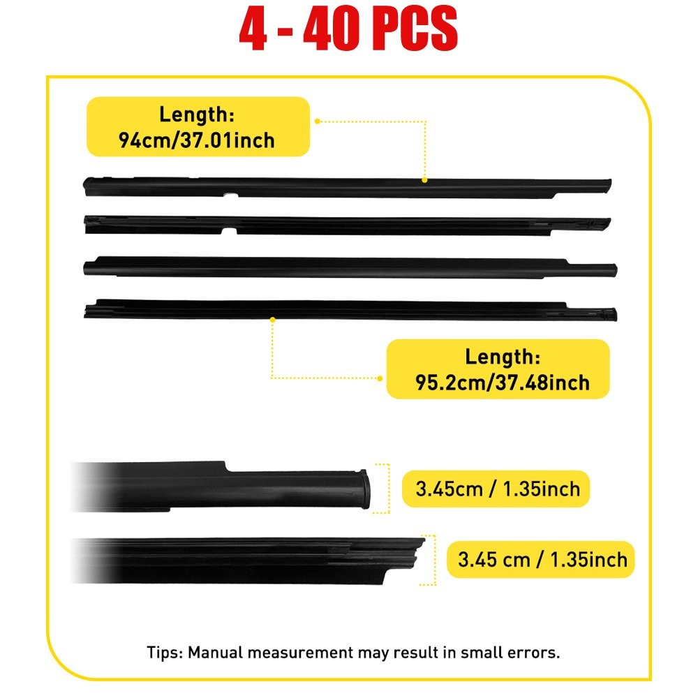 4-40x Weatherstrip Window Molding Trim Seal Belt for 2008-2017 Mitsubishi Lancer