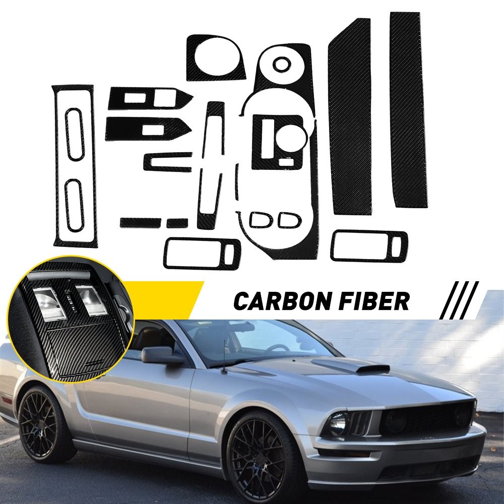 Full Interior Center Console Trim Cover for Ford Mustang 2009-2013 Carbon Fiber