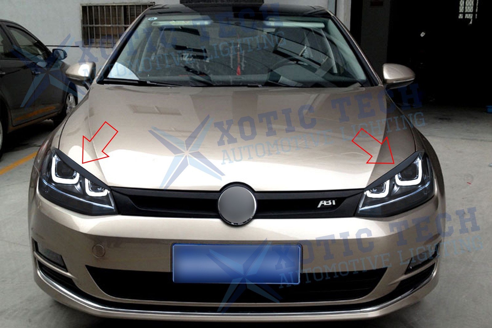 Front Headlight Eyelid Eyebrow Cover Trim Black For VW Golf MK7 Golf R GTI 13-18