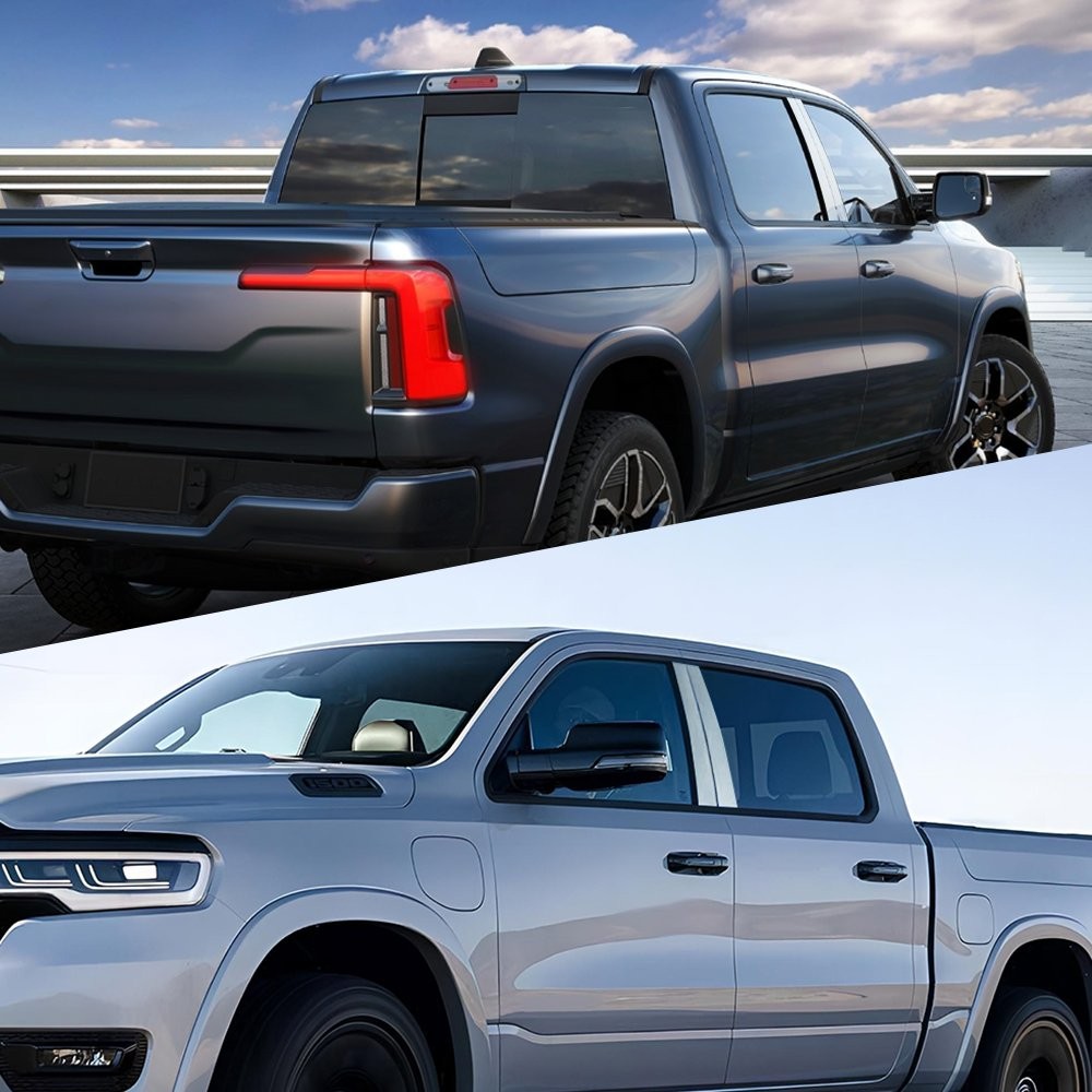 4pcs Gloss Black/Chrome Door Pillar Posts Cover Trim For 2019-25 Dodge Ram 1500