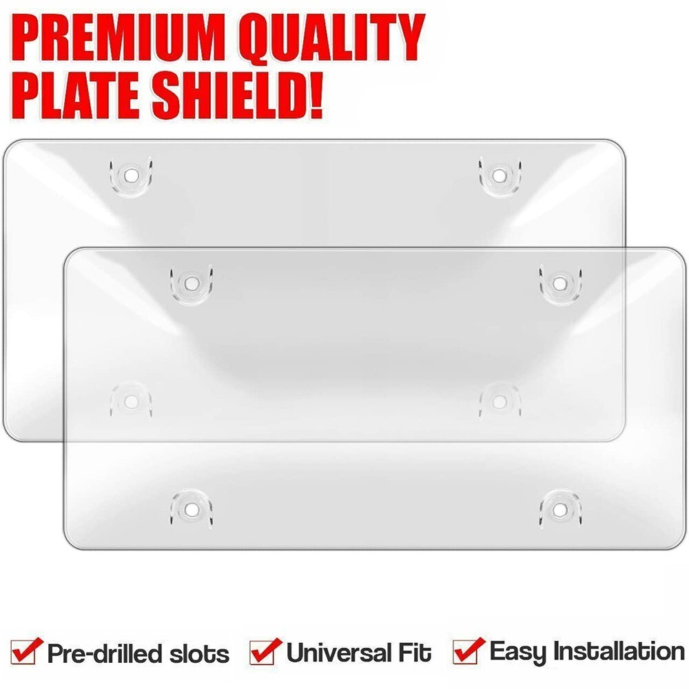 2x Clear License Plate Bubble Shields Frame Cover Protect US Plates UV Proof